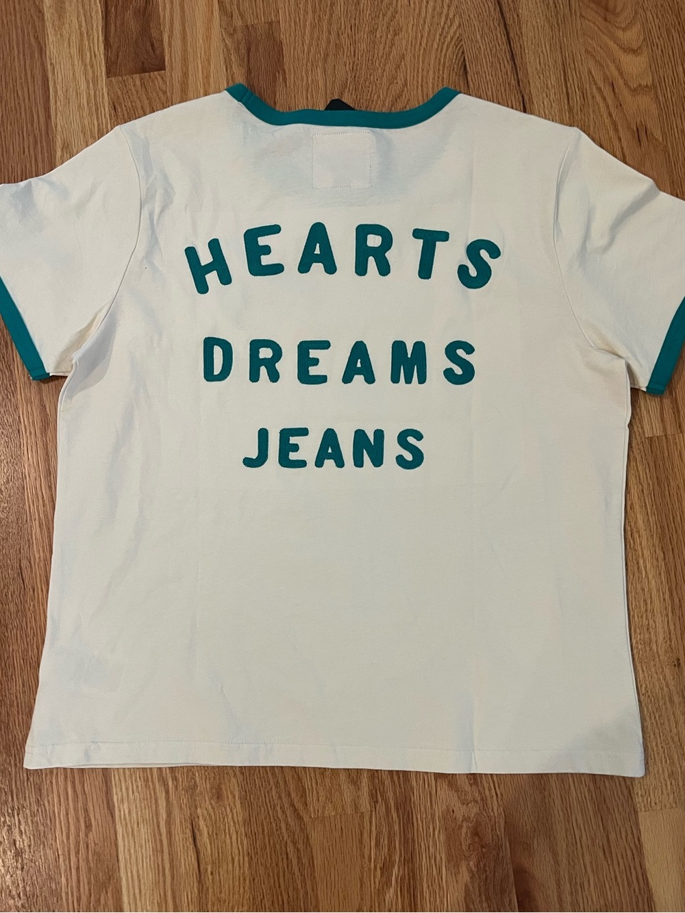 Wrangler Cream Tee with Teal Trim and Graphic